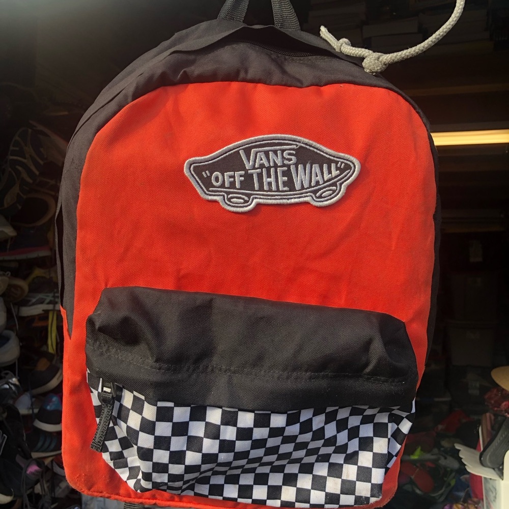 Vans Women’s Old School Orange Black White with tablet pocket Backpack